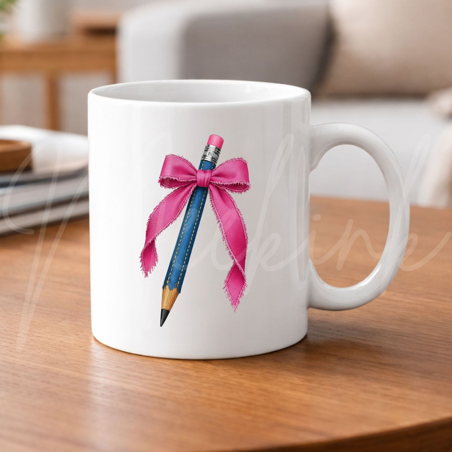 Denim Bow Pencil 8cm UVDTF Decal