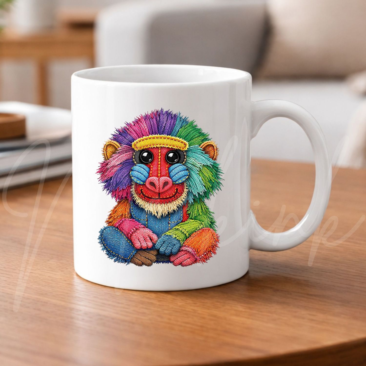 Denim Effect Baboon 8cm UVDTF Decal