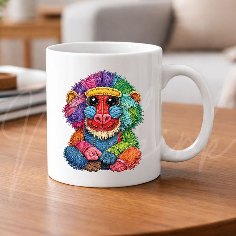 Denim Effect Baboon 8cm UVDTF Decal