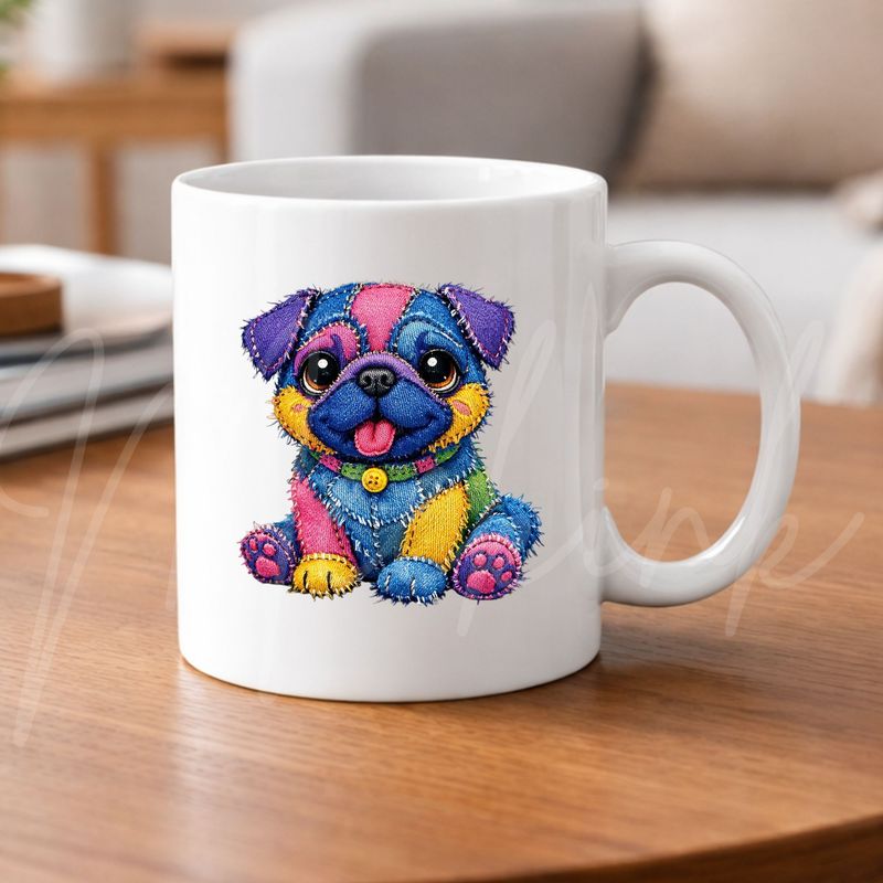 Denim Effect Pug 8cm UVDTF Decal