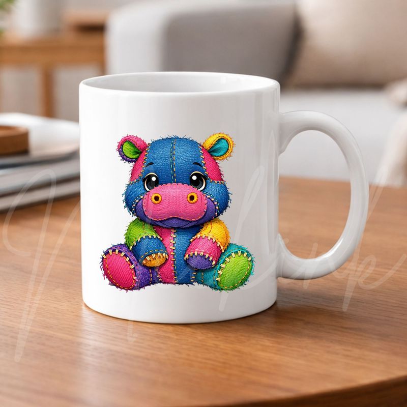 Denim Effect Hippo 8cm UVDTF Decal