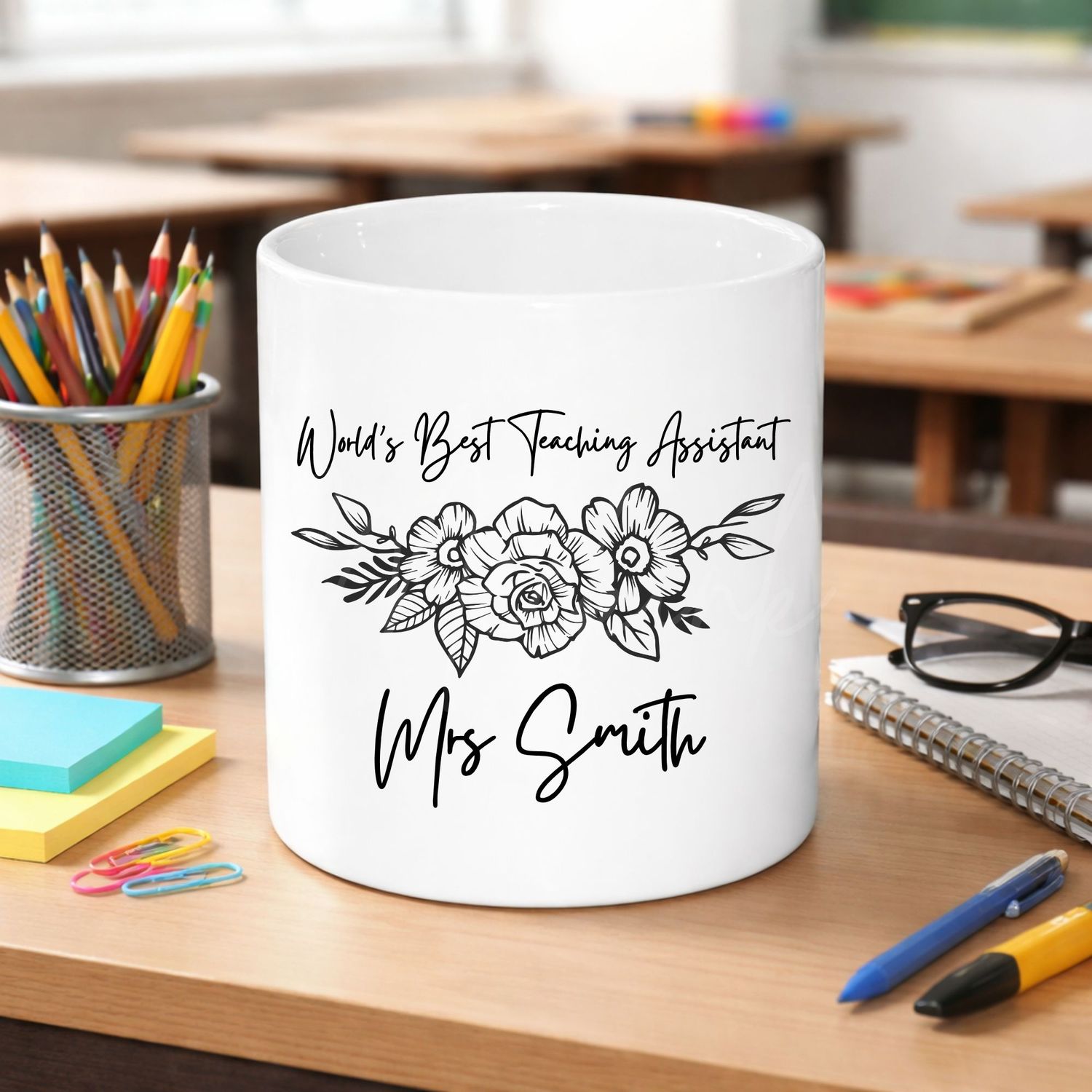 Floral Teaching Assistant 8cm UVDTF Decal