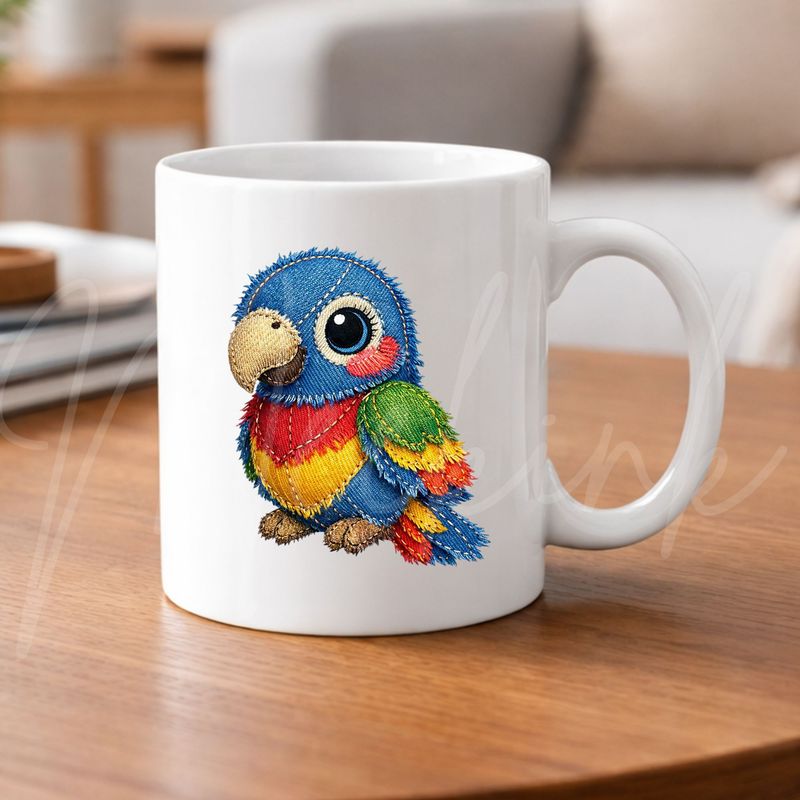 Denim Effect Parrot 8cm UVDTF Decal