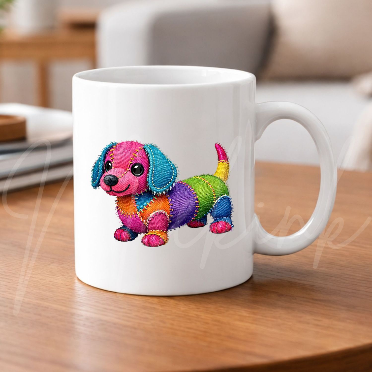 Denim Effect Sausage Dog 8cm UVDTF Decal