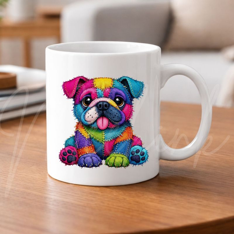 Denim Effect Bull Dog 8cm UVDTF Decal