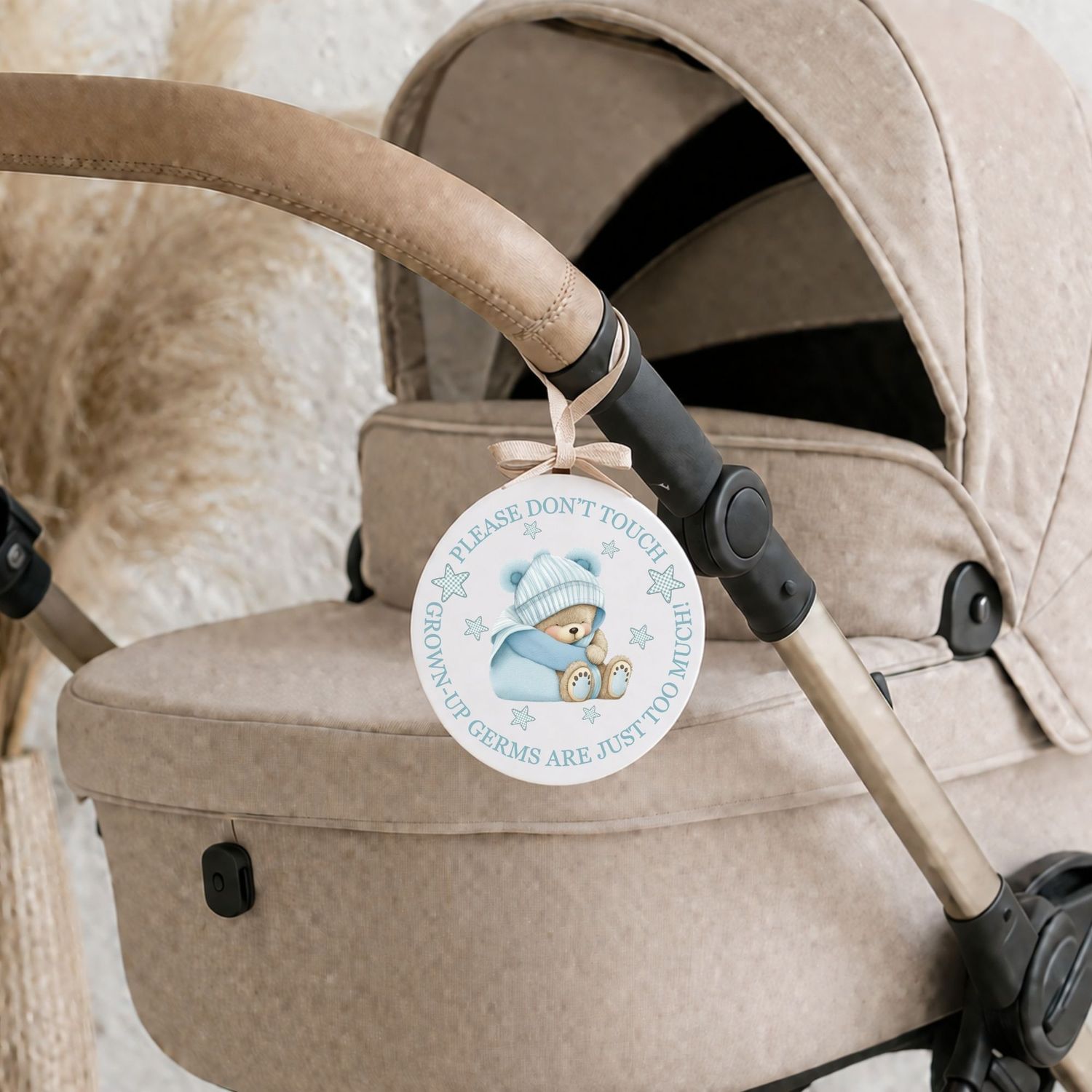 Please Don't Touch Germs Blue 8cm UVDTF Decal