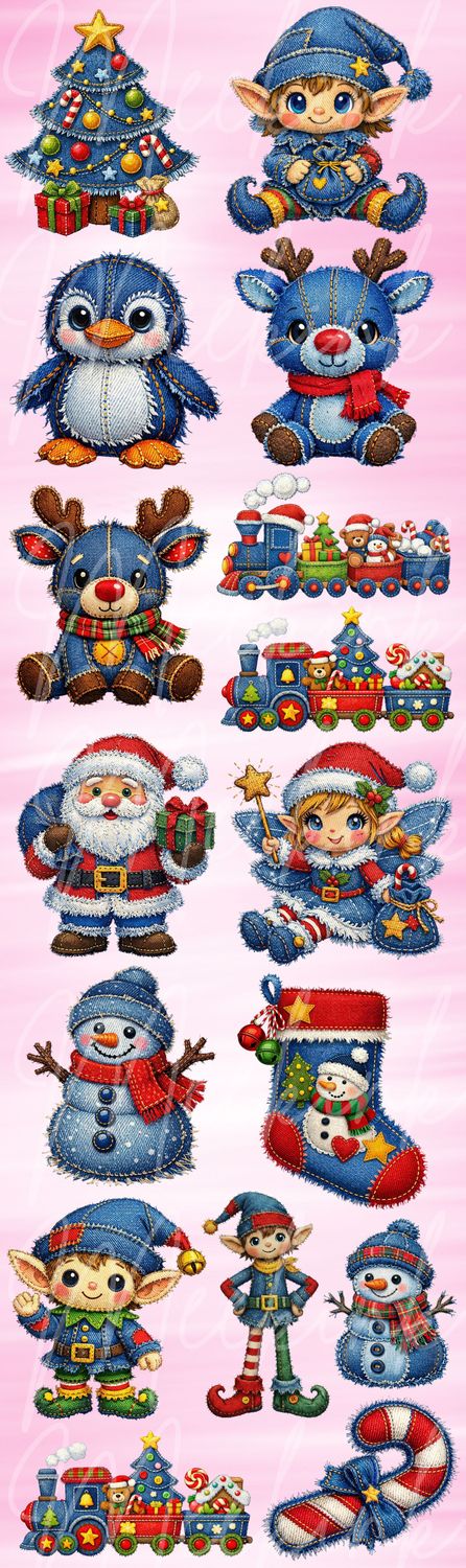 Christmas Mix Metre DTF Sheet Denim Effect