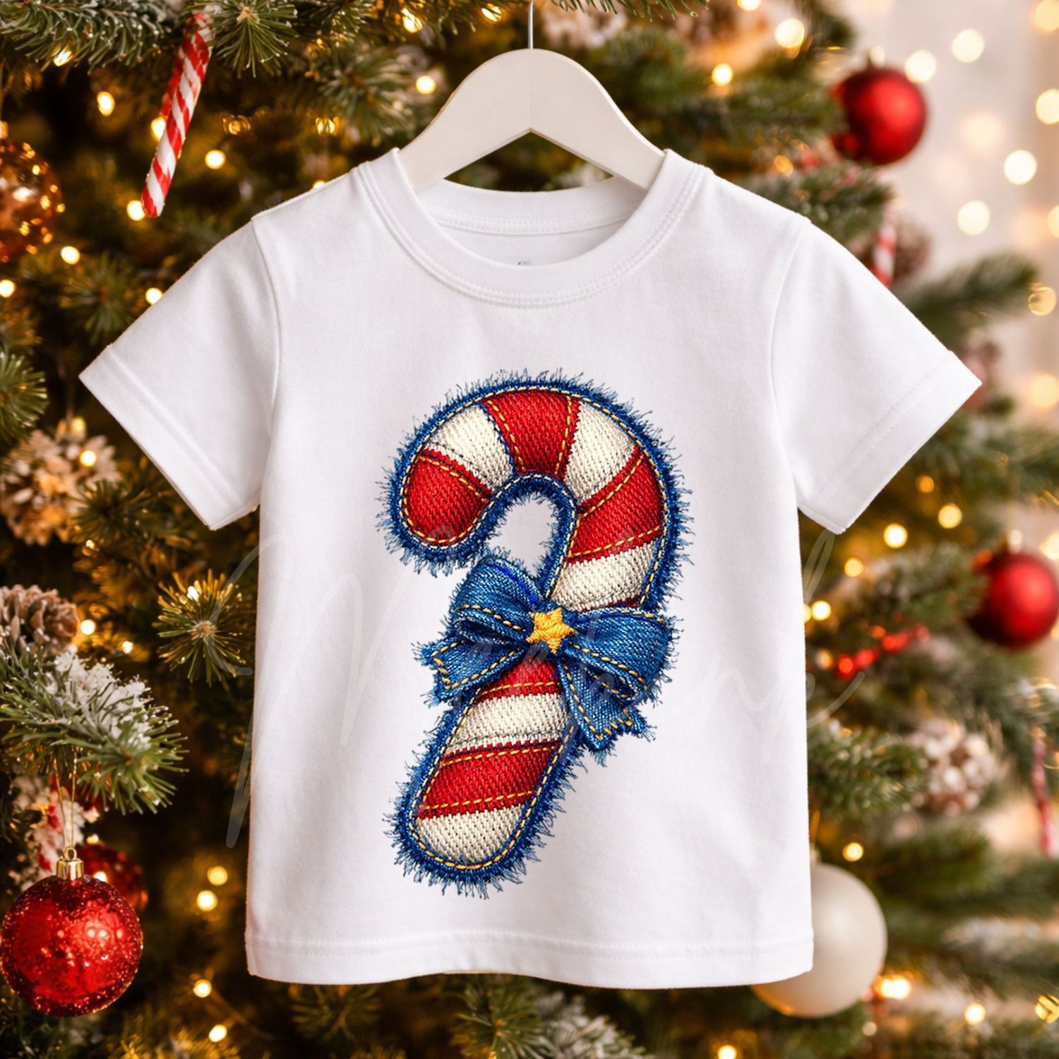 Candy Cane Denim Effect DTF or UVDTF Decal