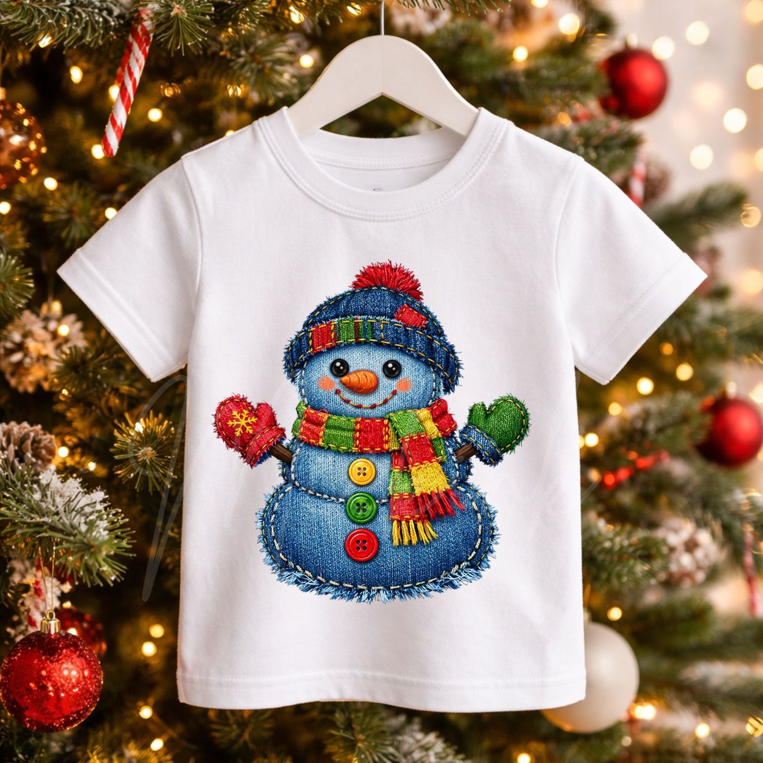 Snowman 2 Denim Effect DTF or UVDTF Decal