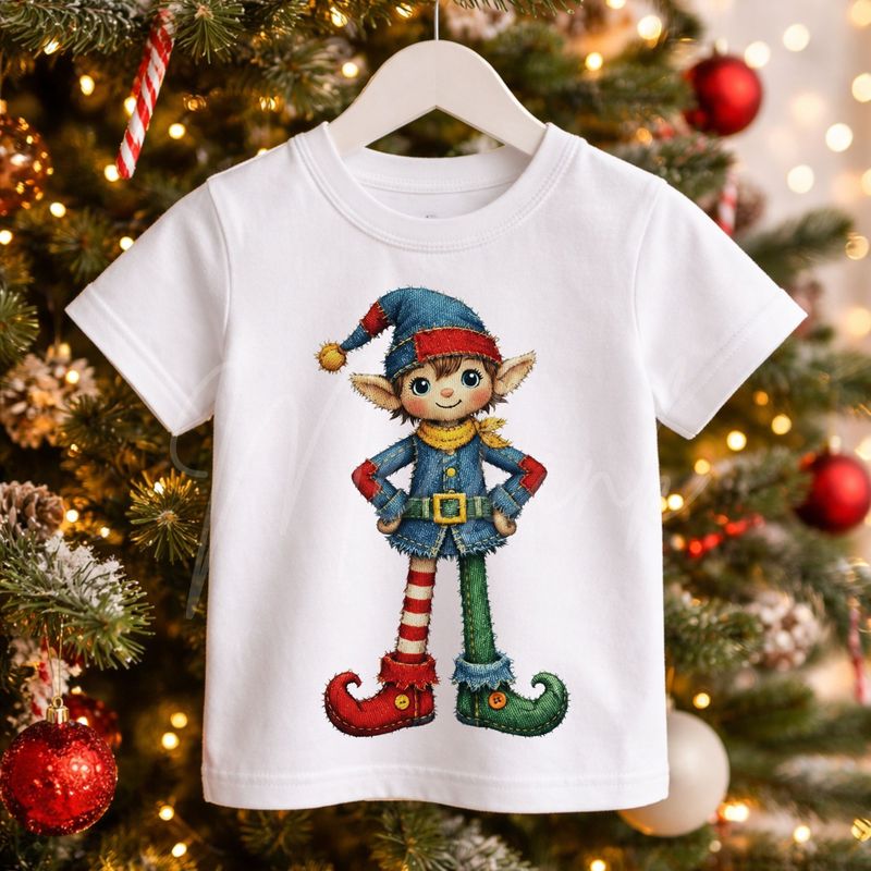 Tall Elf Denim Effect DTF or UVDTF Decal