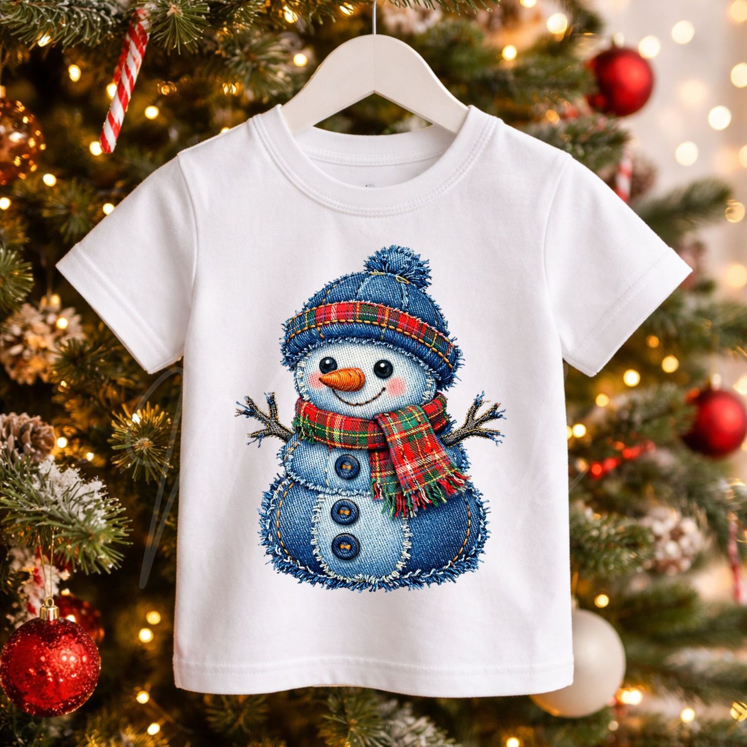 Snowman 3 Denim Effect DTF or UVDTF Decal