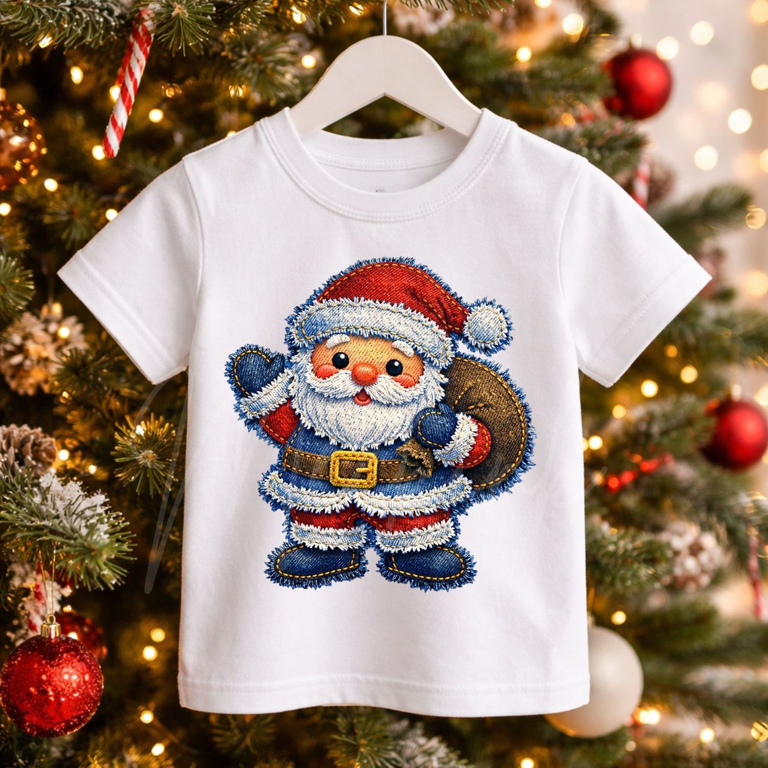 Santa 3 Denim Effect DTF or UVDTF Decal