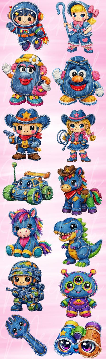 Kid's Toys Mix Metre DTF Sheet Denim Effect