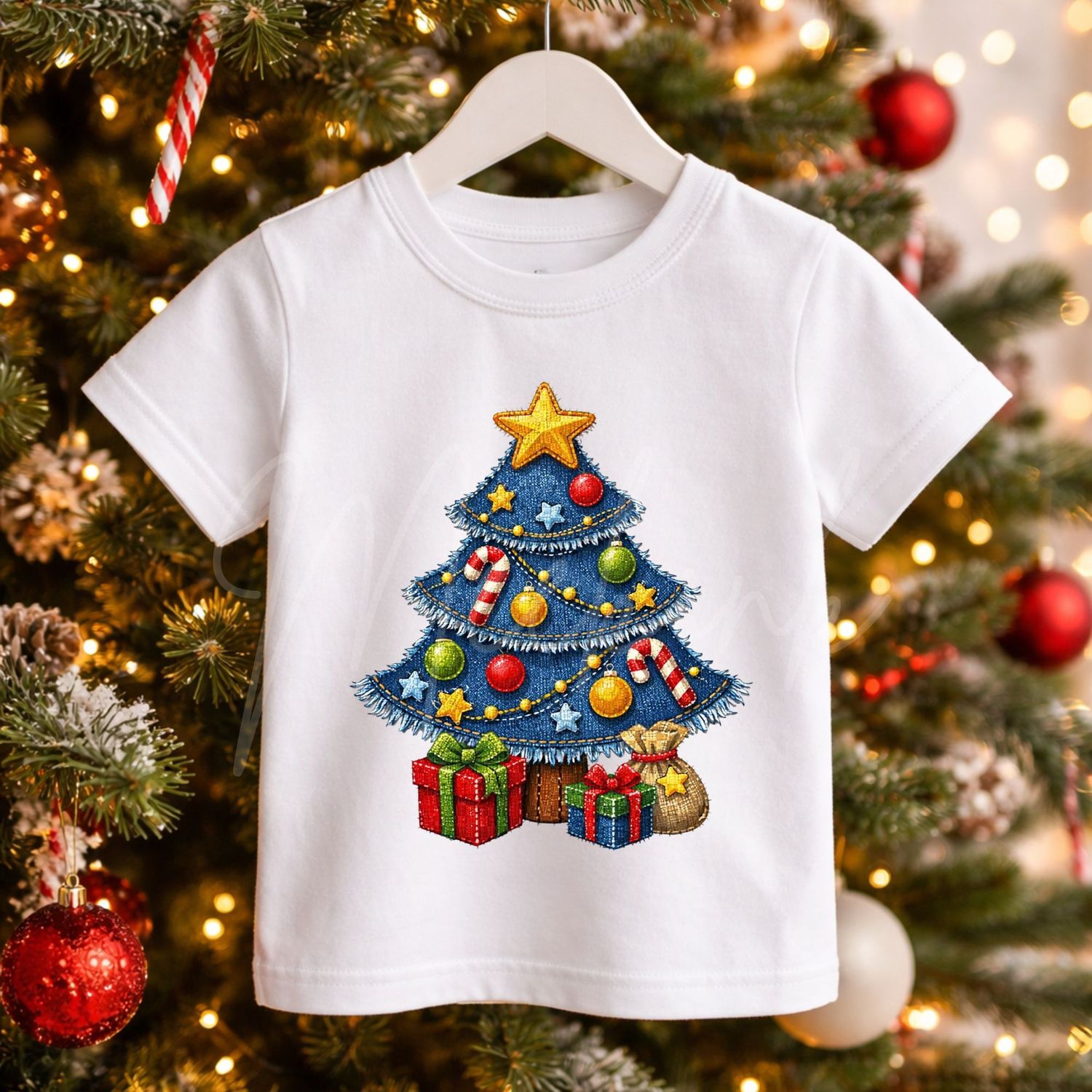 Christmas Tree Denim Effect DTF or UVDTF Decal