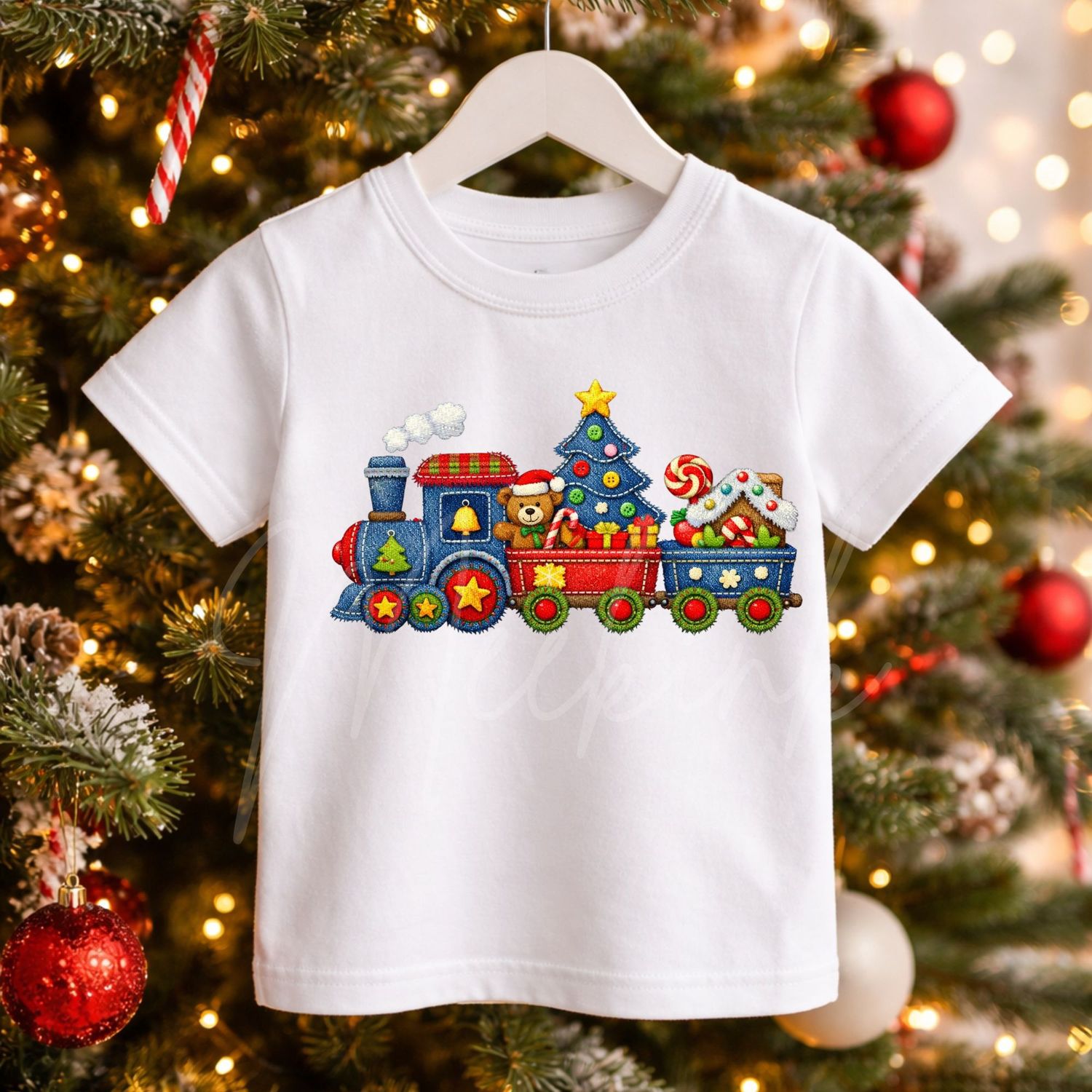 Christmas Train 1 Denim Effect DTF or UVDTF Decal