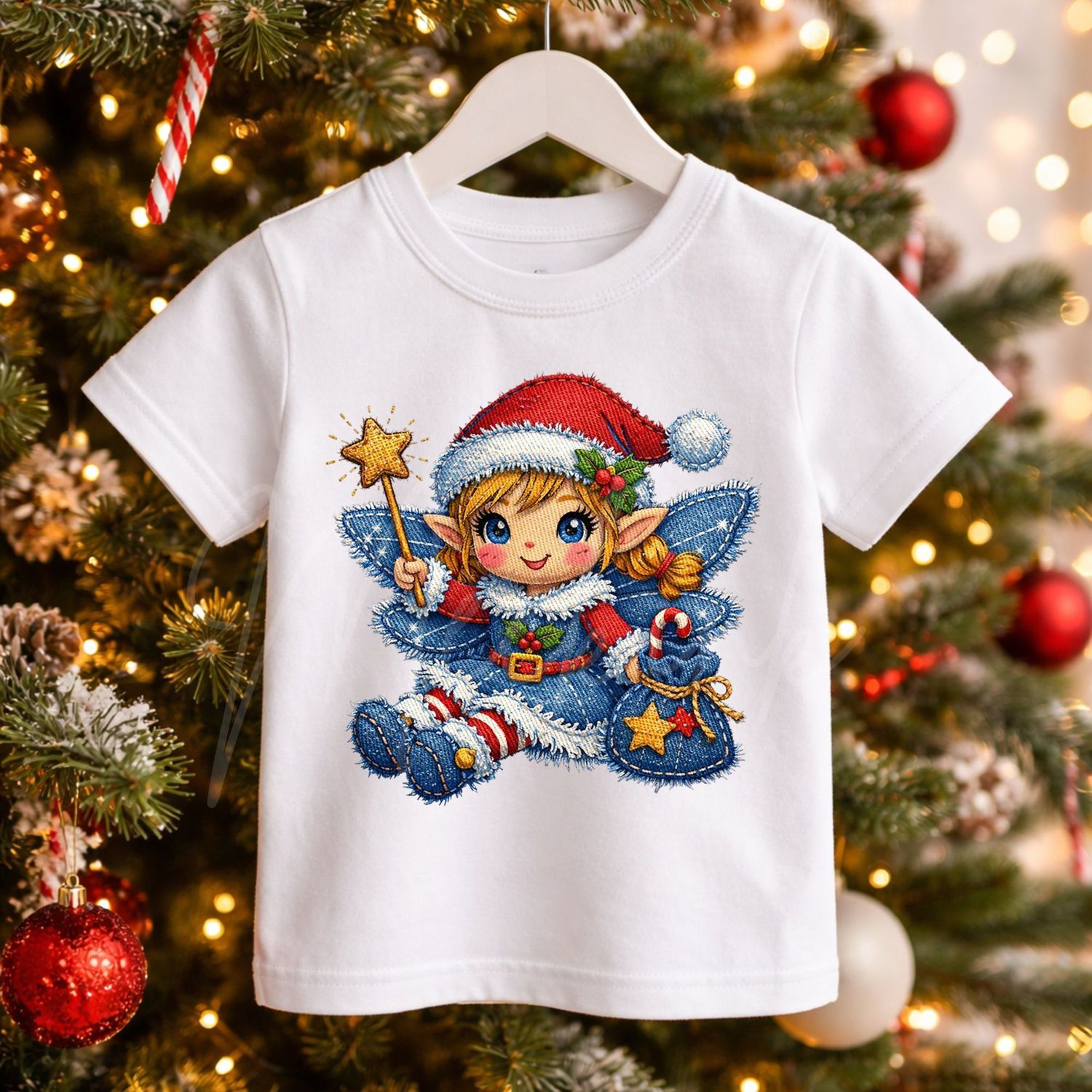 Christmas Fairy 1 Denim Effect DTF or UVDTF Decal