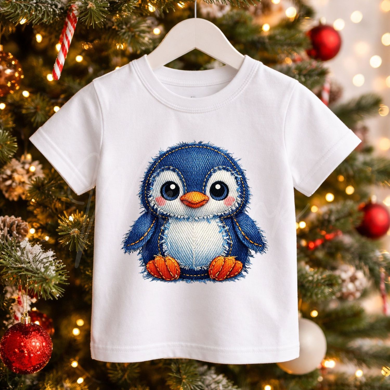 Penguin 3 Denim Effect DTF or UVDTF Decal