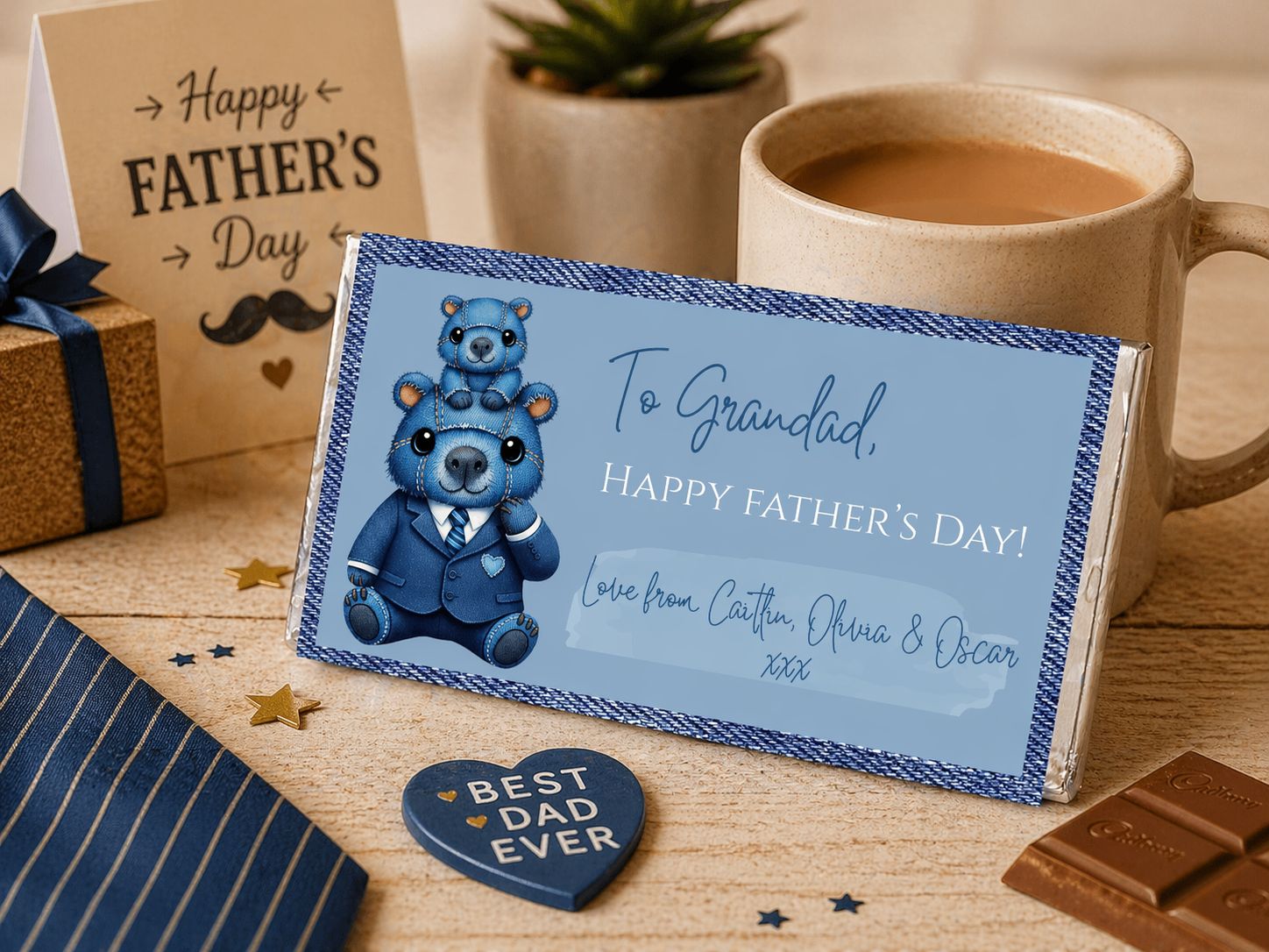 Personalised Capybara Father's Day Chocolate Bar Wrapper