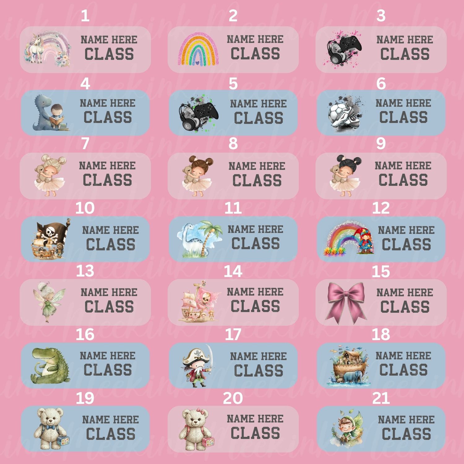 x30 DTF School Name Tag Decals