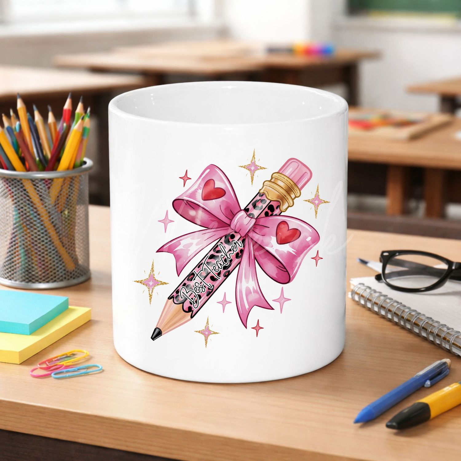 Best Teacher Pink Pencil 8cm UVDTF Decal