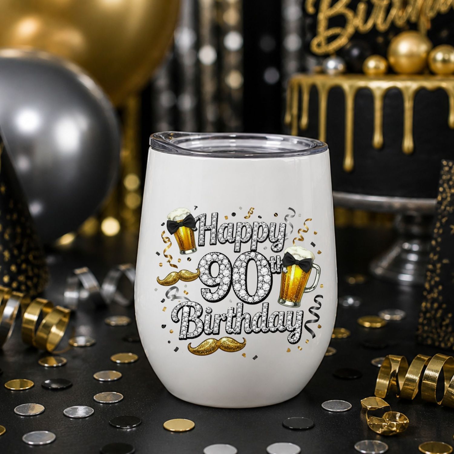Beer &amp; Dicky Bows Birthday Age Milestones 16th-100th DTF or UVDTF Decal