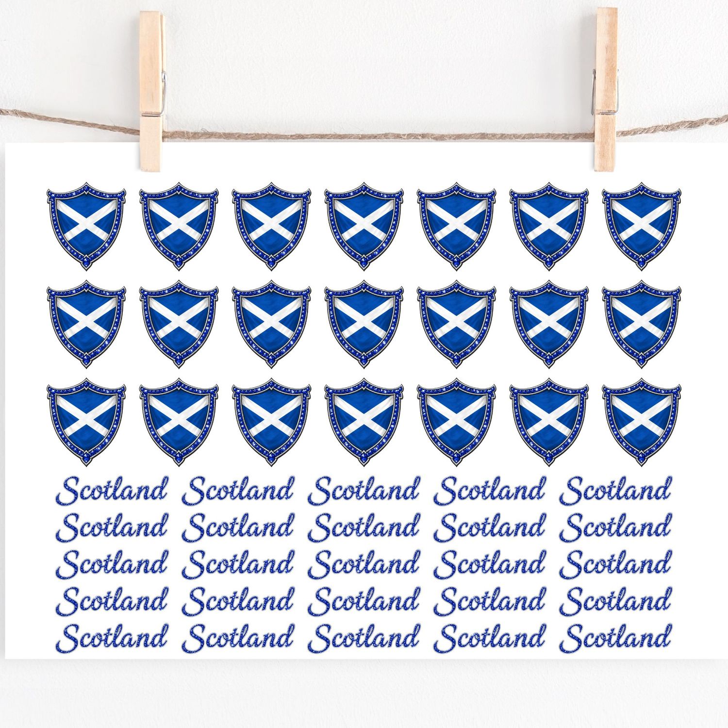 Scotland Crest Hair Bow Sheet With Text A4 Sheet DTF or UVDTF