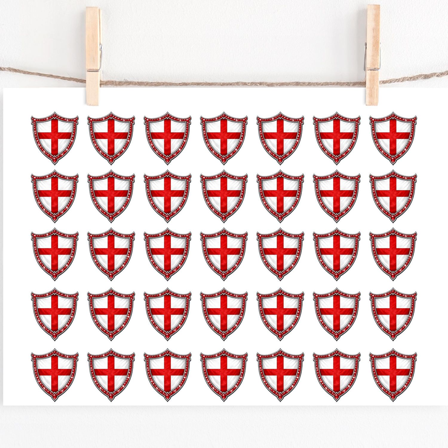 England Crest Hair Bow Sheet A4 Sheet DTF or UVDTF