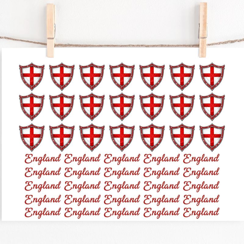 England Crest Hair Bow Sheet With Text A4 Sheet DTF or UVDTF