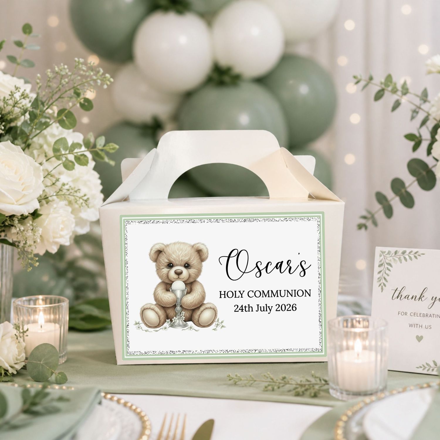 Holy Communion Teddy Party Box Sticker