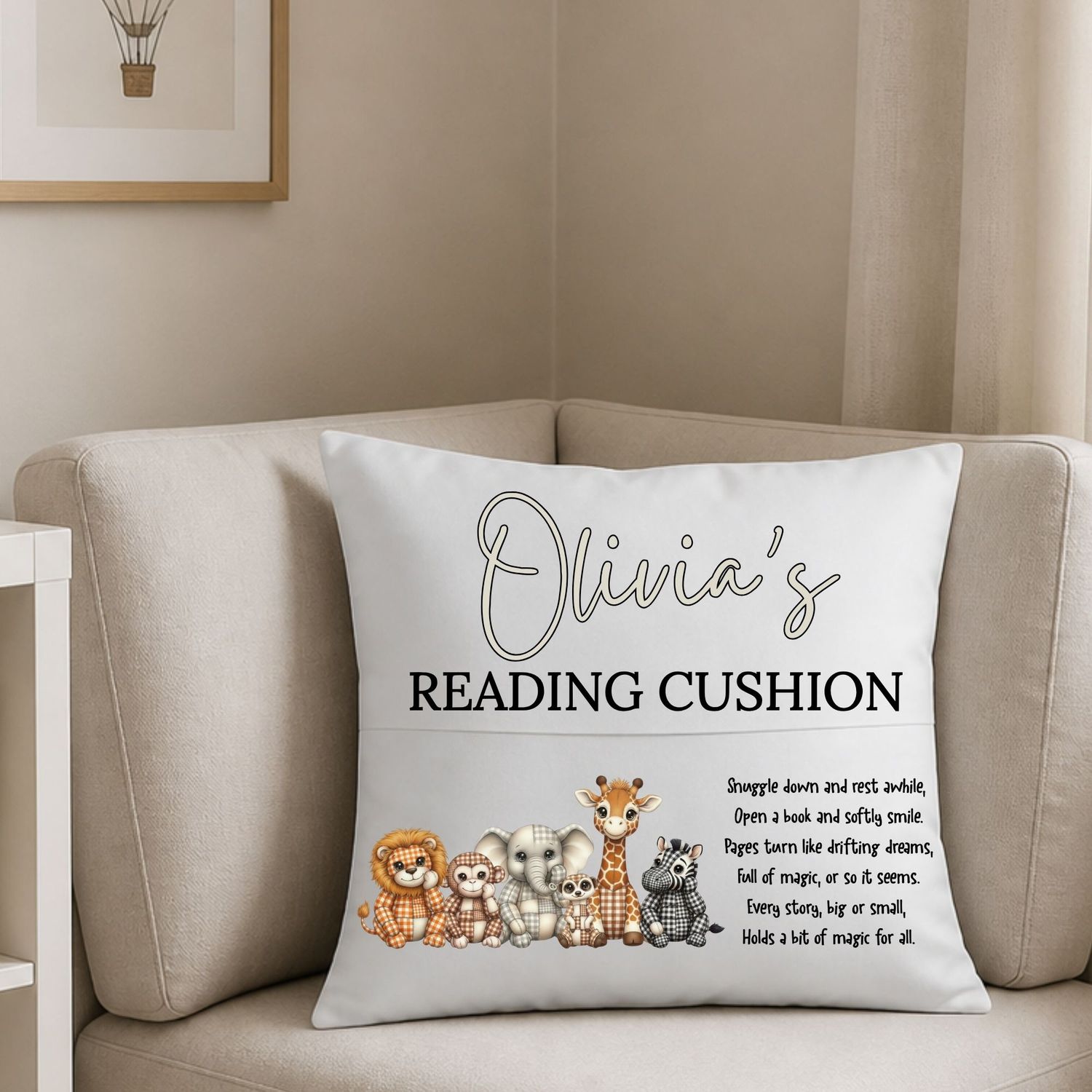 Patchwork Safari Reading Cushion Book DTF