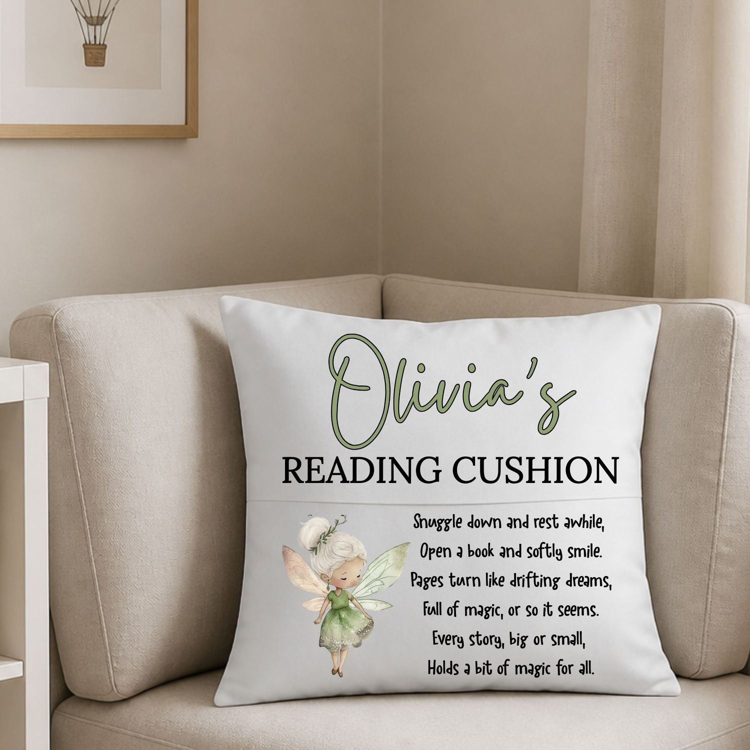 Fairy Reading Cushion Book DTF