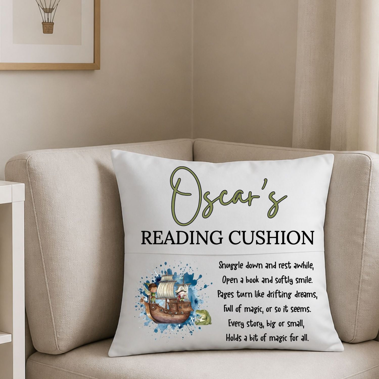 Fairy Pirate Ship Reading Cushion Book DTF