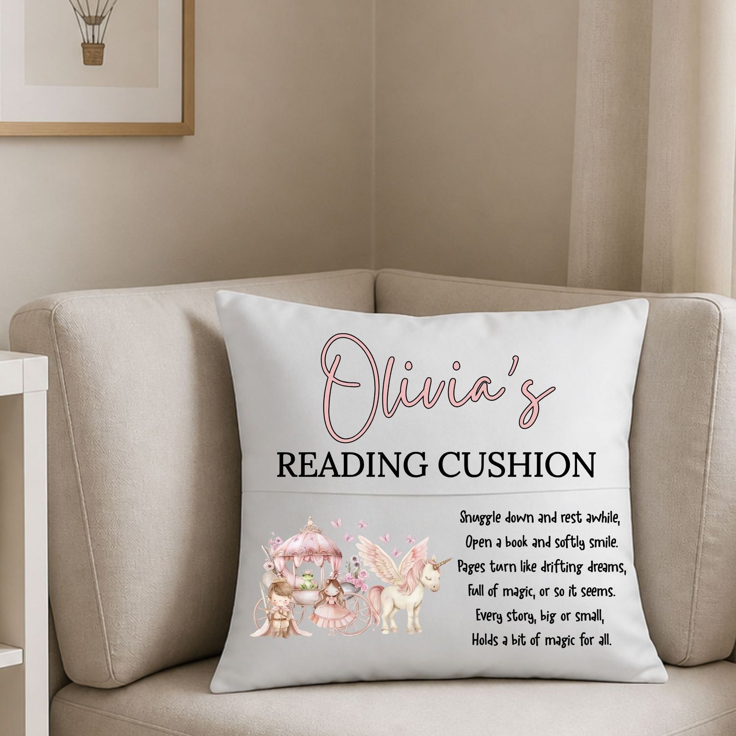 Princess Carriage Reading Cushion Book DTF