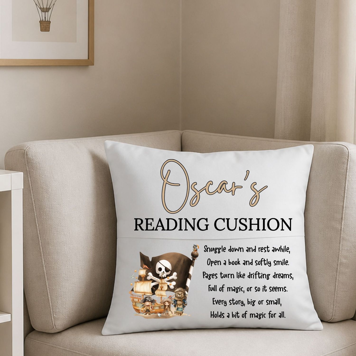 Pirates Reading Cushion Book DTF