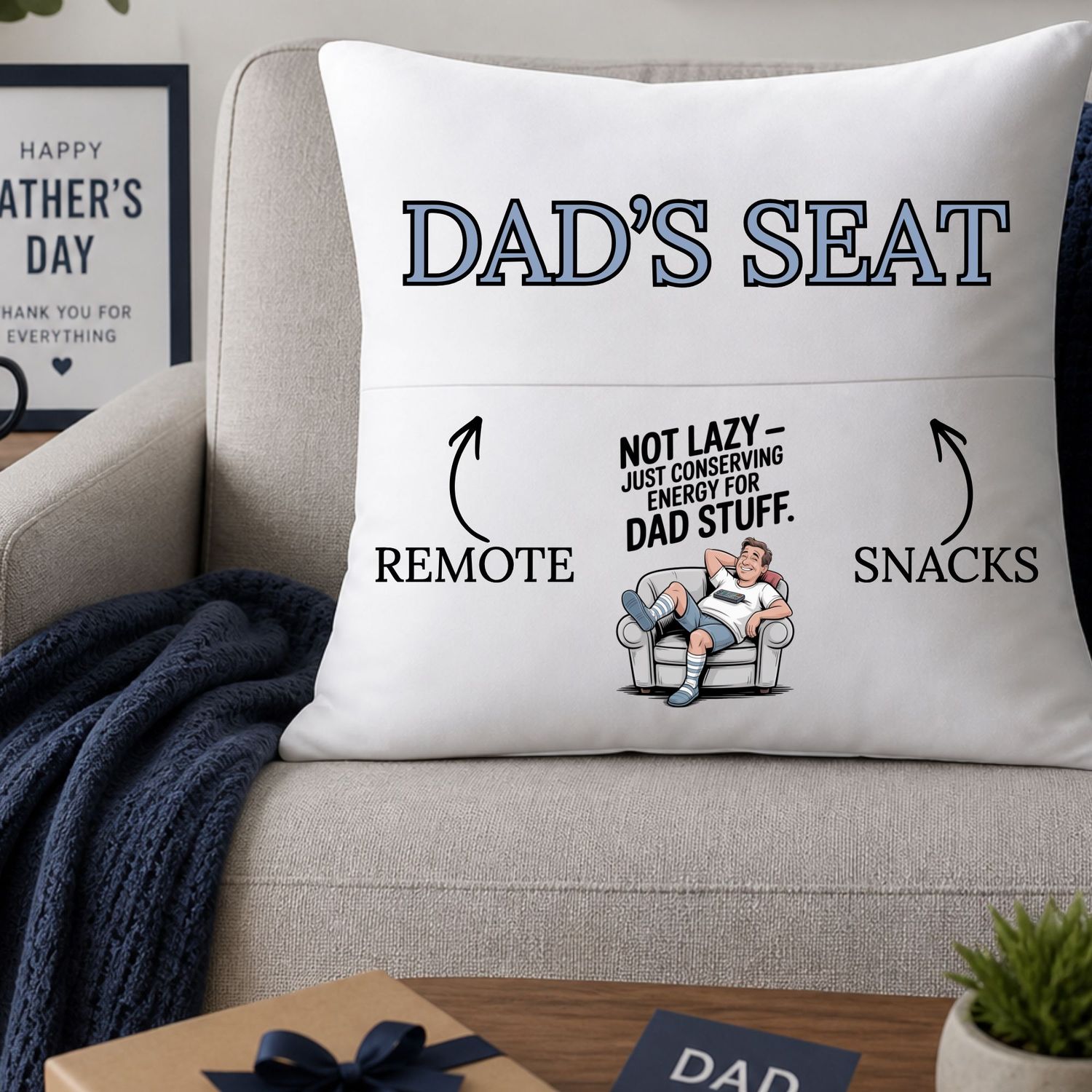 Dad's Seat Not Lazy Pocket Cushion DTF Decal