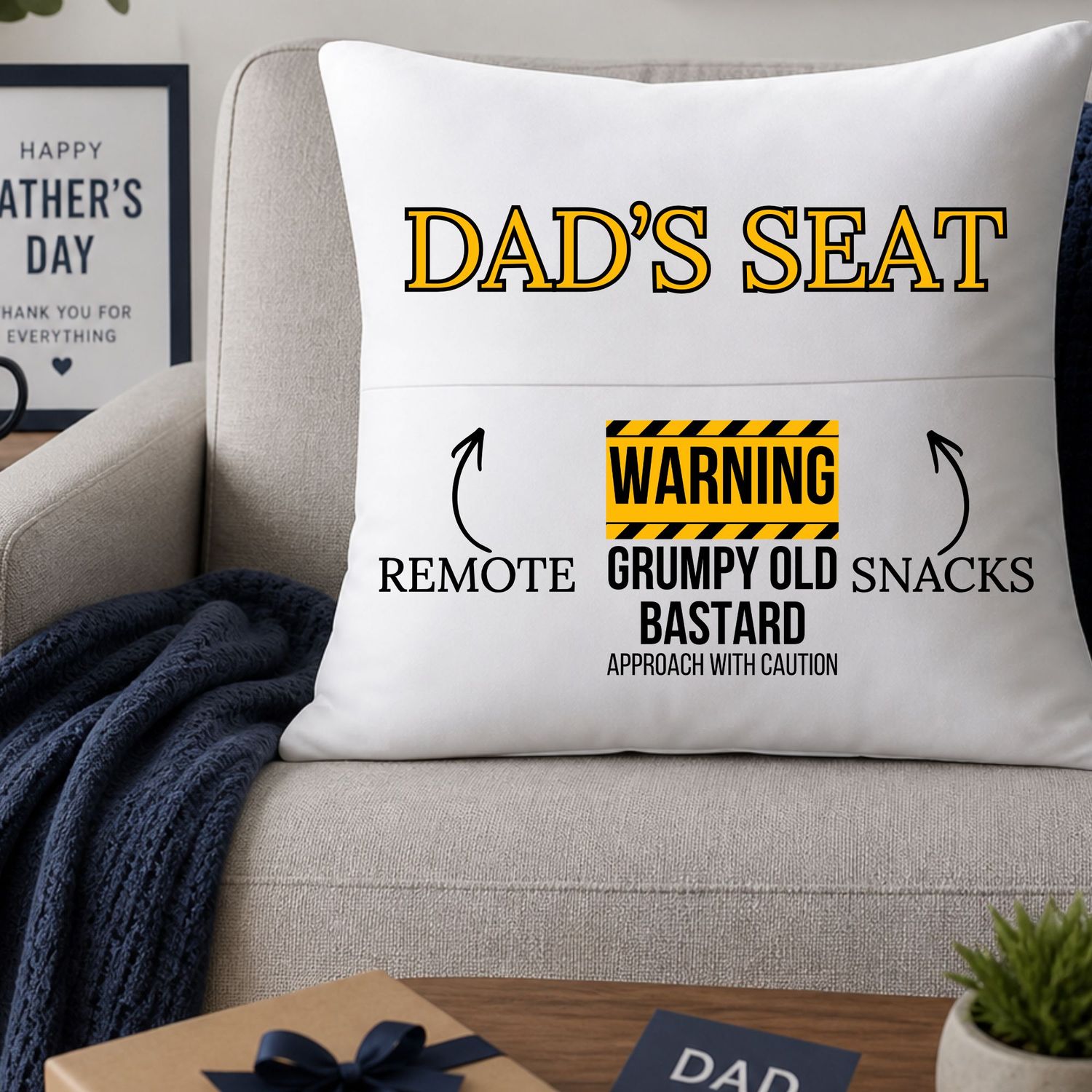 WARNING Dad's Seat Pocket Cushion DTF Decal