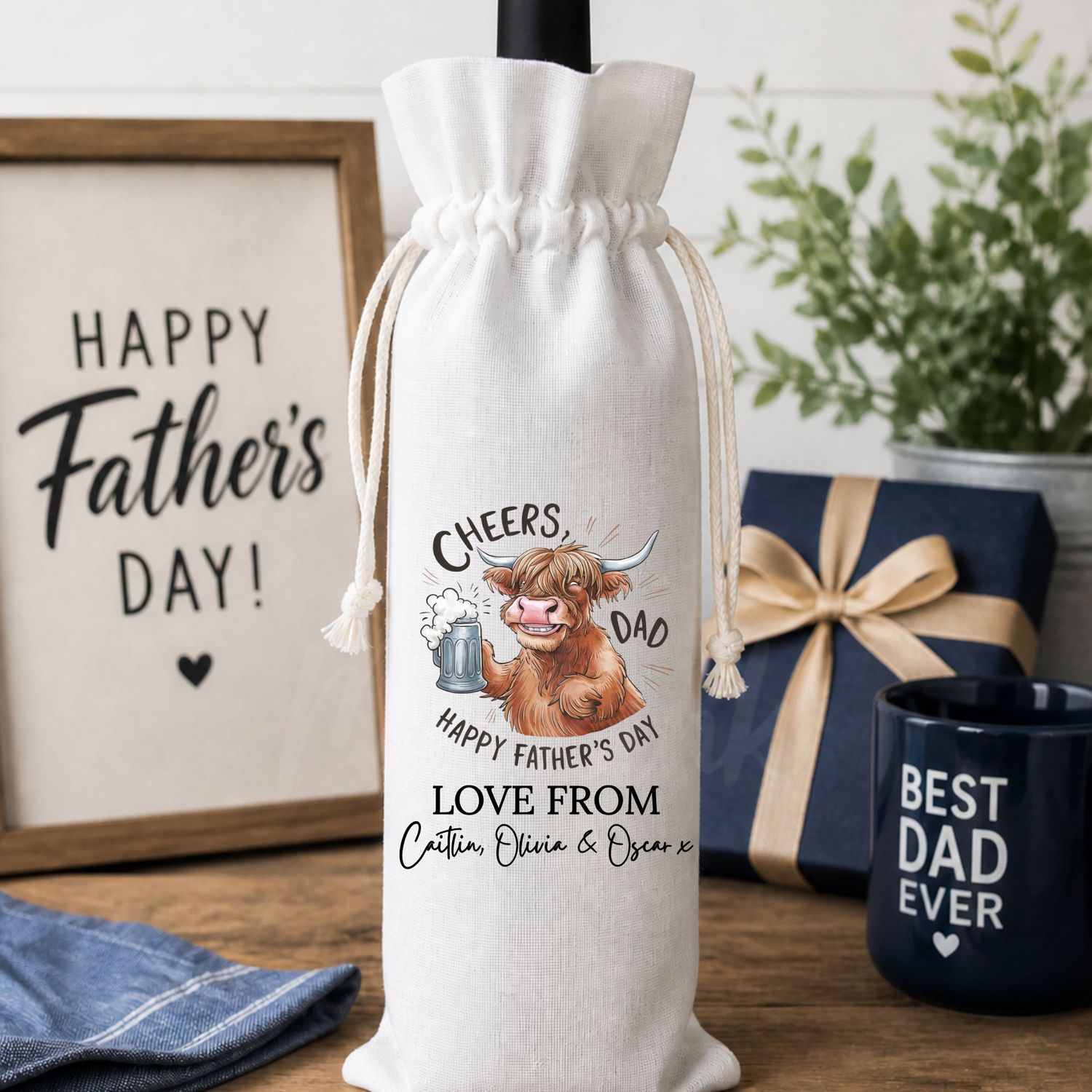 Cheers Dad Bottle Bag DTF Decal