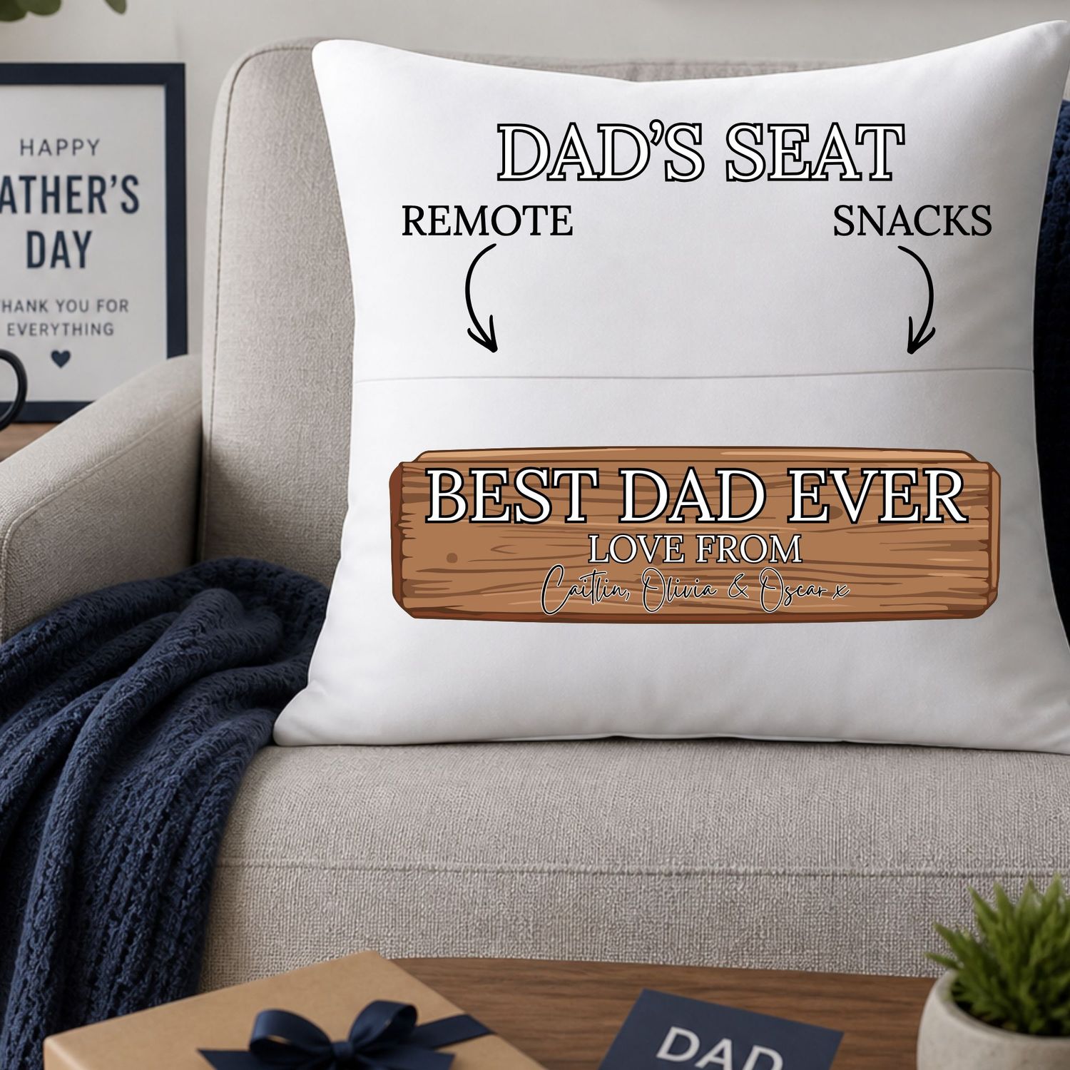 Dad's Seat Best Dad Ever Pocket Cushion DTF Decal