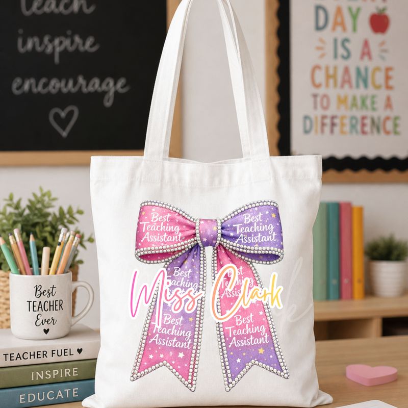 Best Teaching Assistant Personalised Teacher Bow DTF or UVDTF Decal