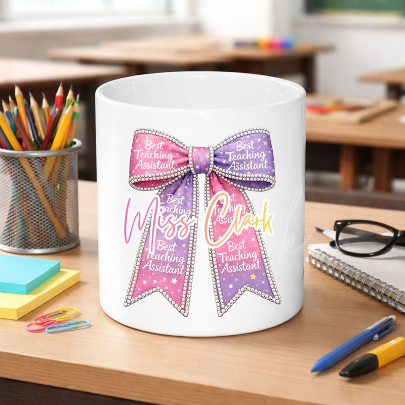 Best Teaching Assistant Personalised Teacher Bow DTF or UVDTF Decal
