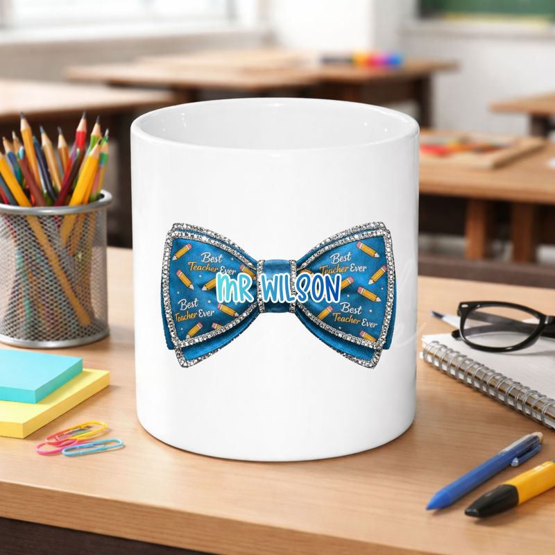 Blue Dicky Personalised Teacher Bow DTF or UVDTF Decal