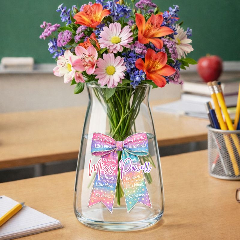 Little Minds Personalised Teacher Bow DTF or UVDTF Decal