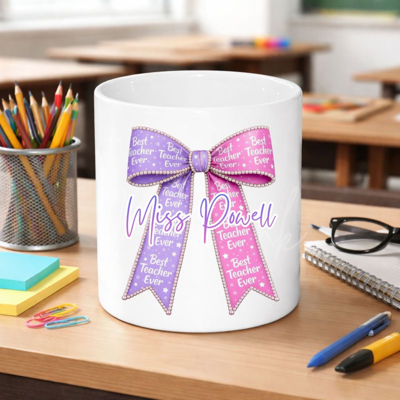 Best Teaching Ever Personalised Teacher Bow DTF or UVDTF Decal