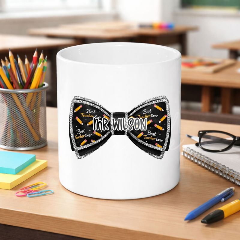 Black Dicky Personalised Teacher Bow DTF or UVDTF Decal