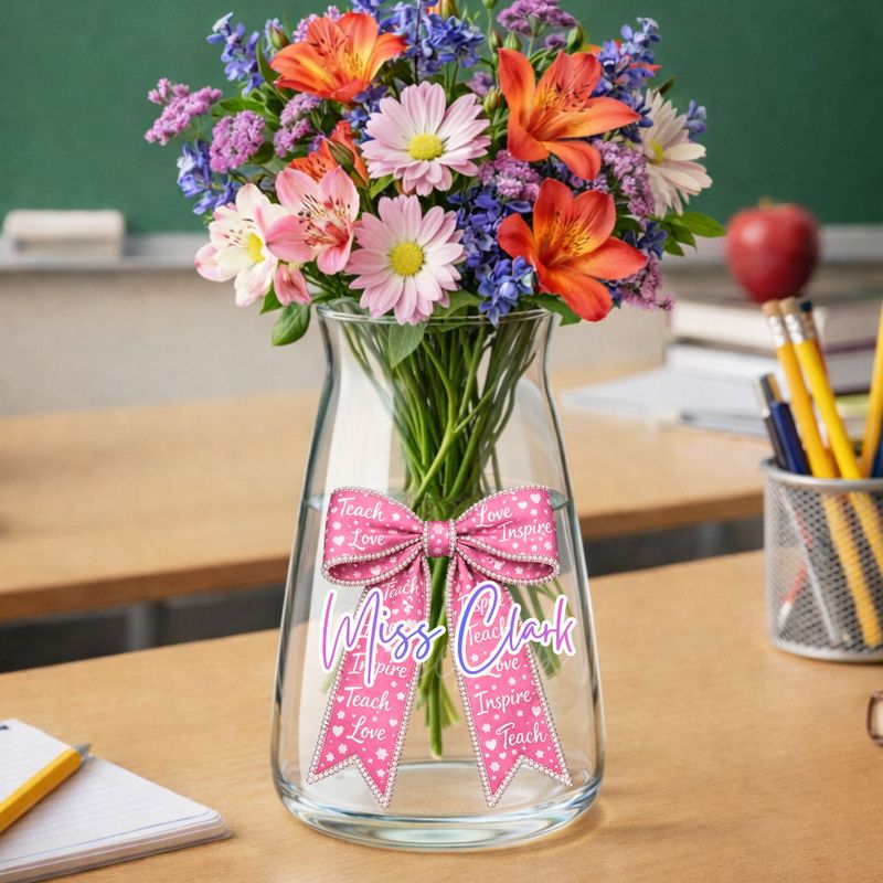 Teach Love Inspire Personalised Teacher Bow DTF or UVDTF Decal