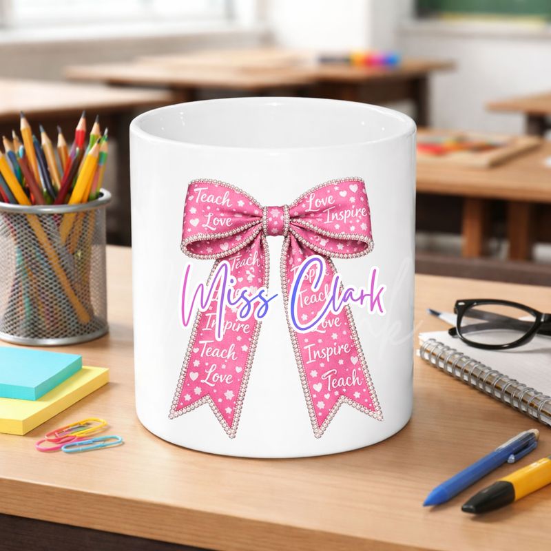 Teach Love Inspire Personalised Teacher Bow DTF or UVDTF Decal