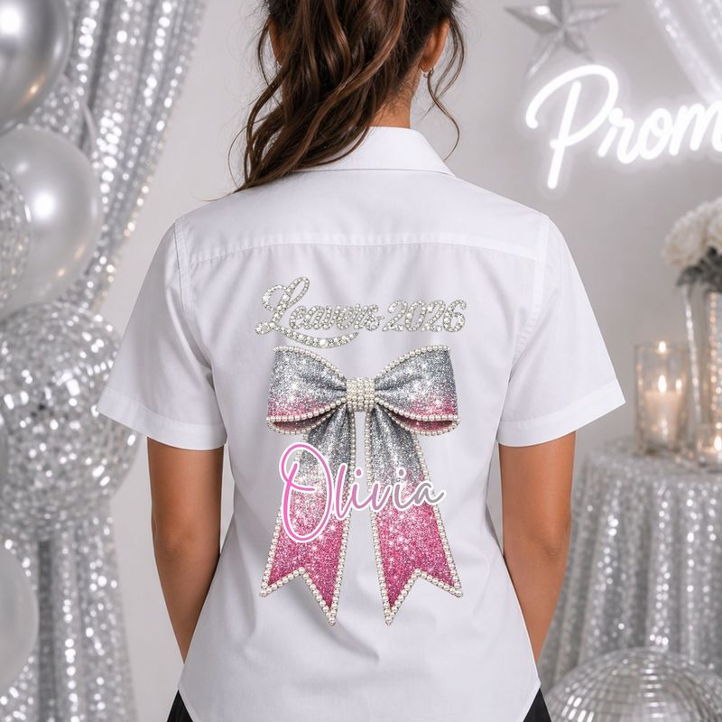Ombre Pink Pearls &amp; Sparkle Effect 2026 School Leavers DTF