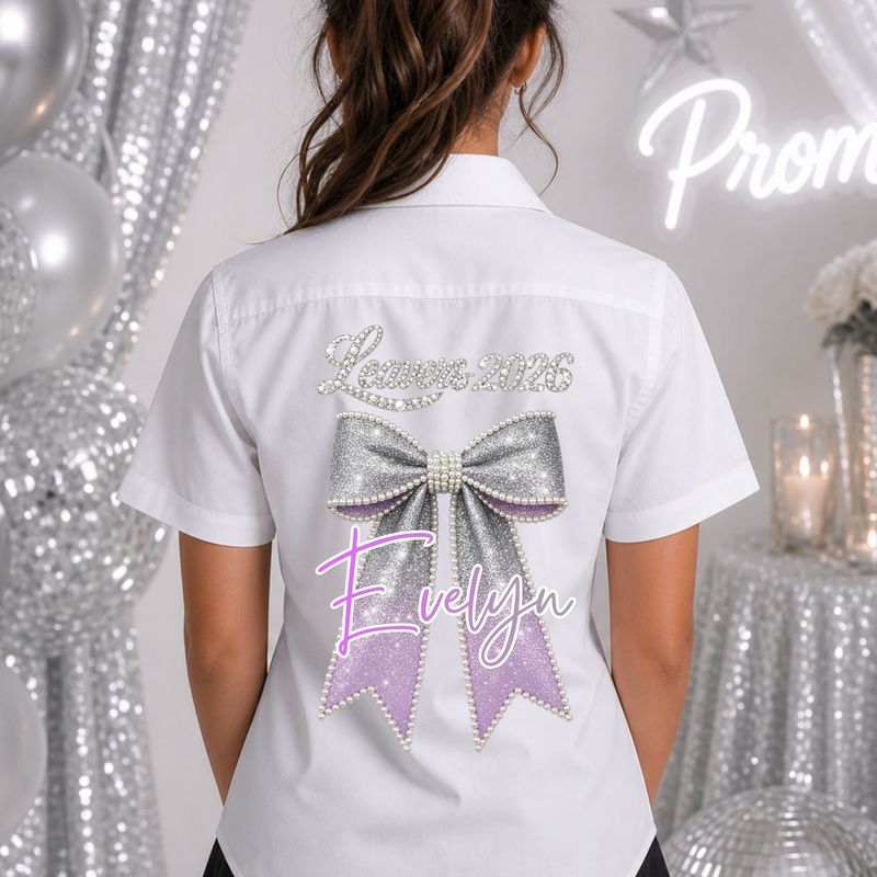 Ombre Purple Pearls &amp; Sparkle Effect 2026 School Leavers DTF