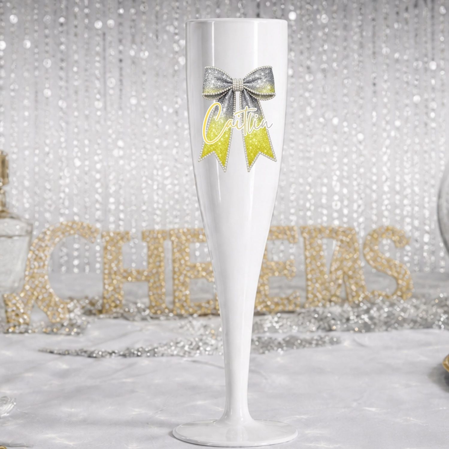 Ombre Yellow Pearls &amp; Sparkles DTF or UVDTF Decal