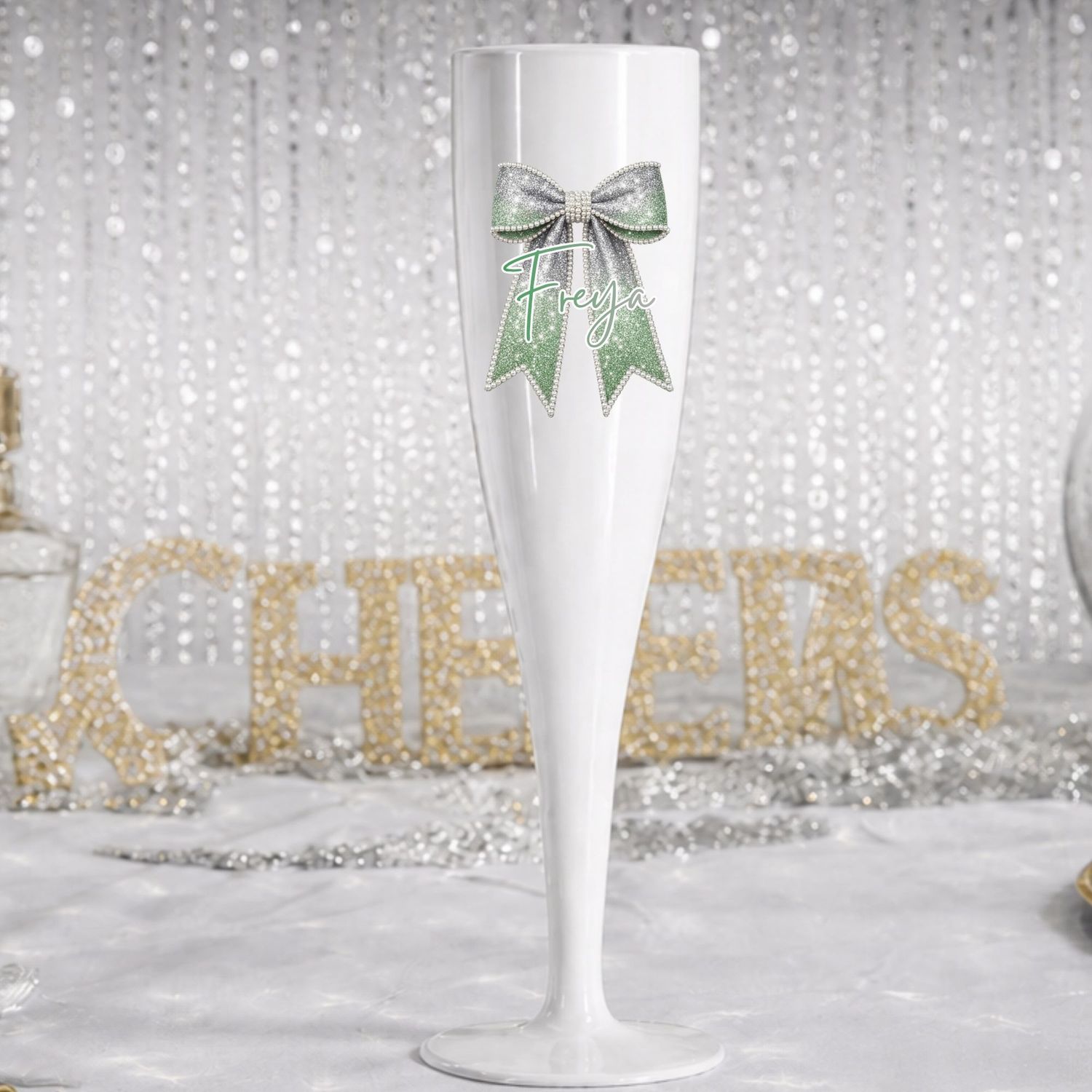 Ombre Green Pearls &amp; Sparkles DTF or UVDTF Decal